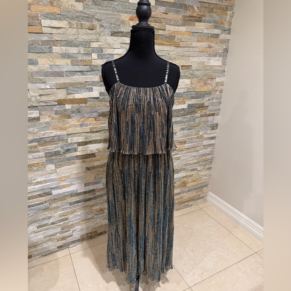 Mystree Blue and Gold Textured Dress